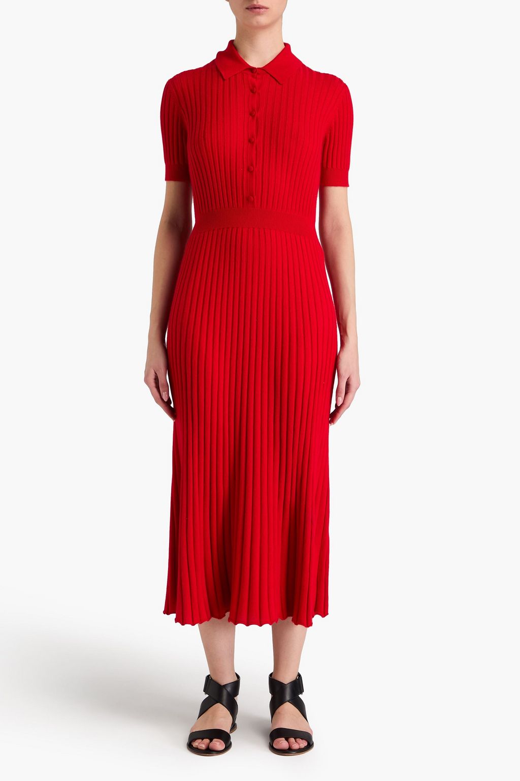 GABRIELA HEARST Amor ribbed cashmere and silk-blend midi shirt dress