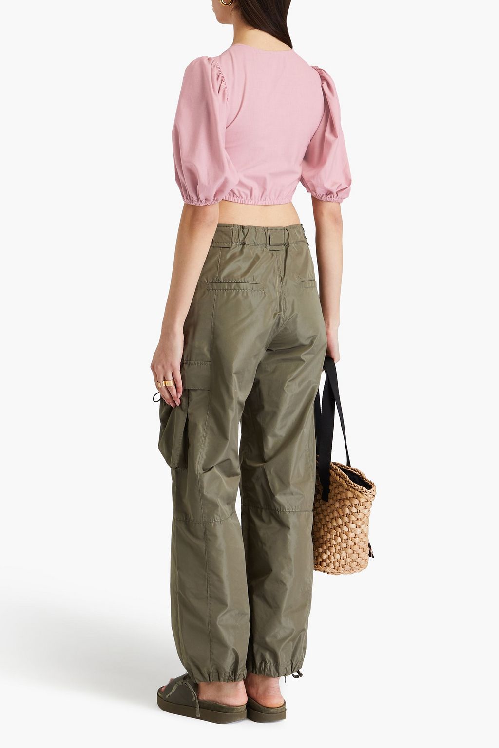 GANNI Cropped woven top