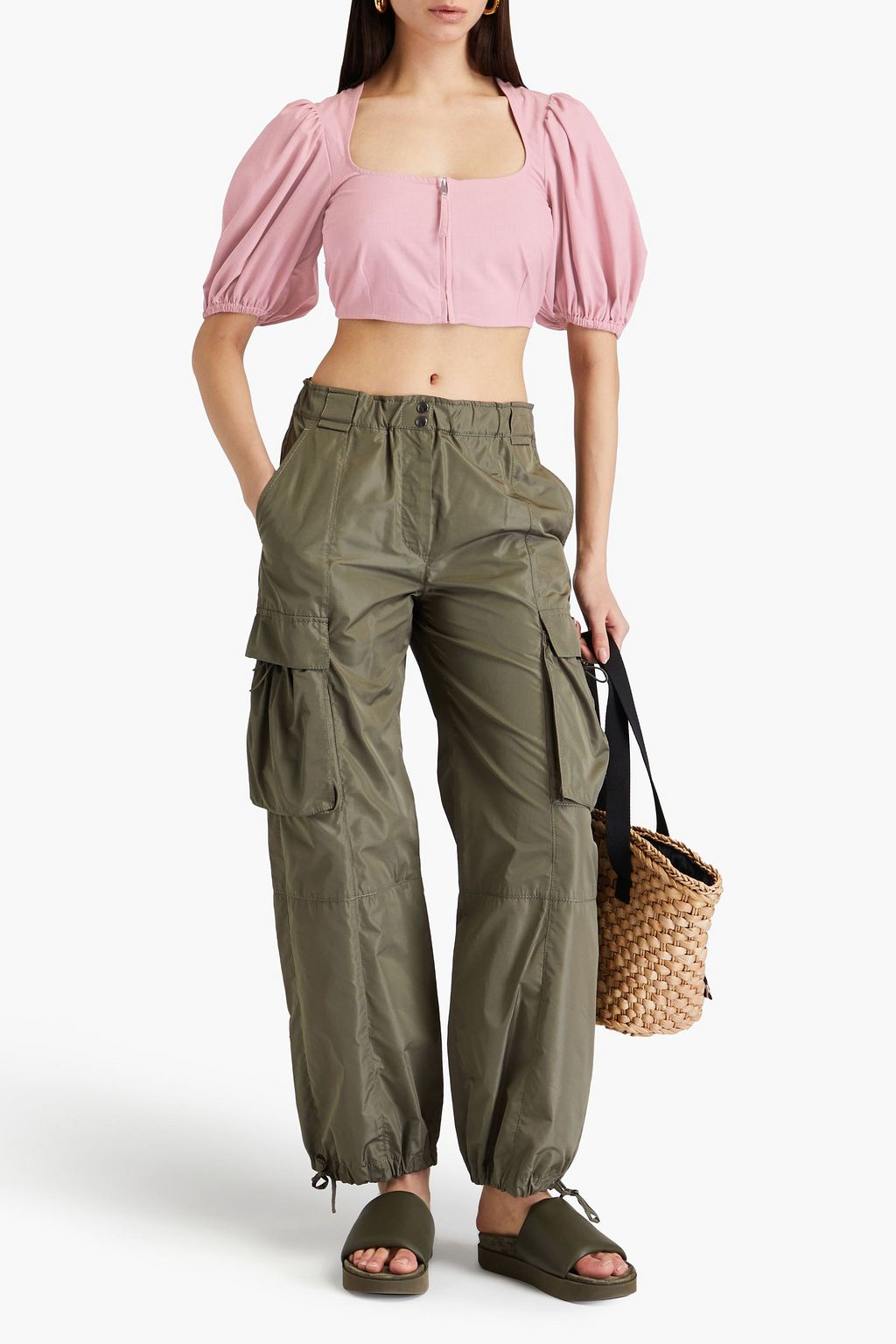 GANNI Cropped woven top
