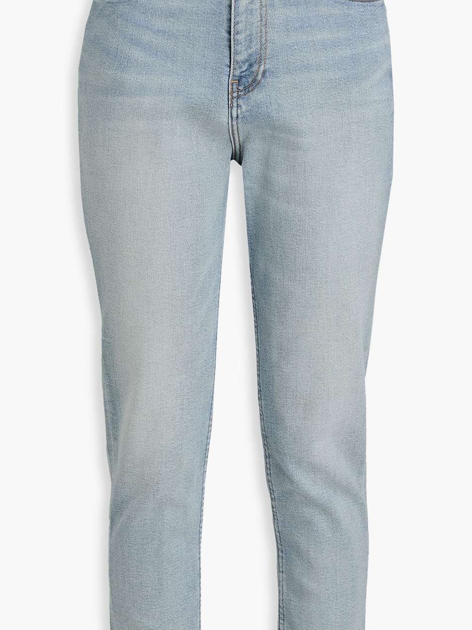 cropped faded high-rise slim-leg jeans