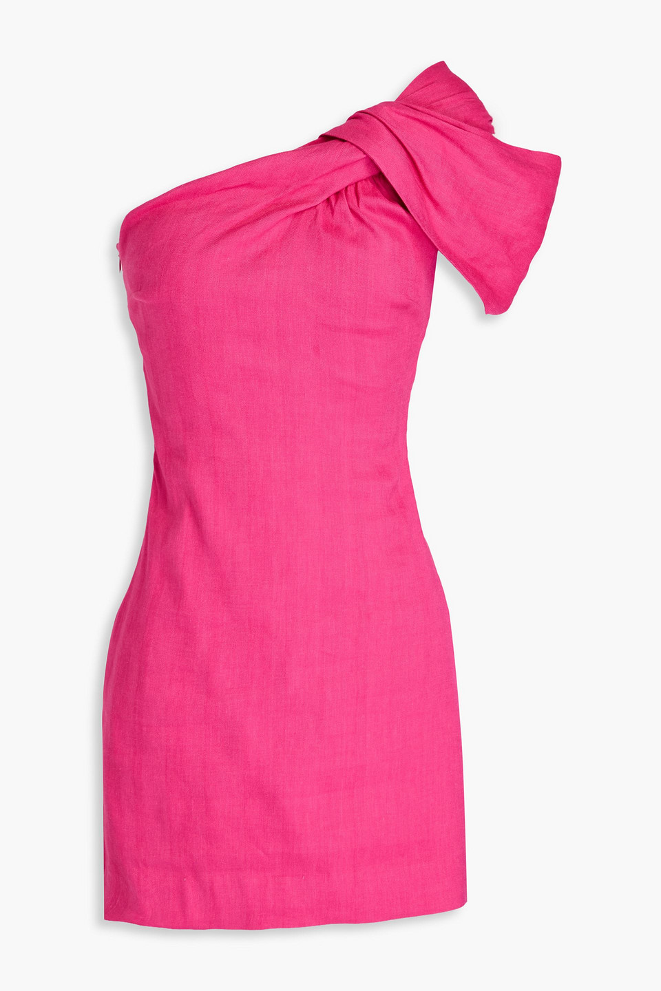One-shoulder linen-blend mini dress