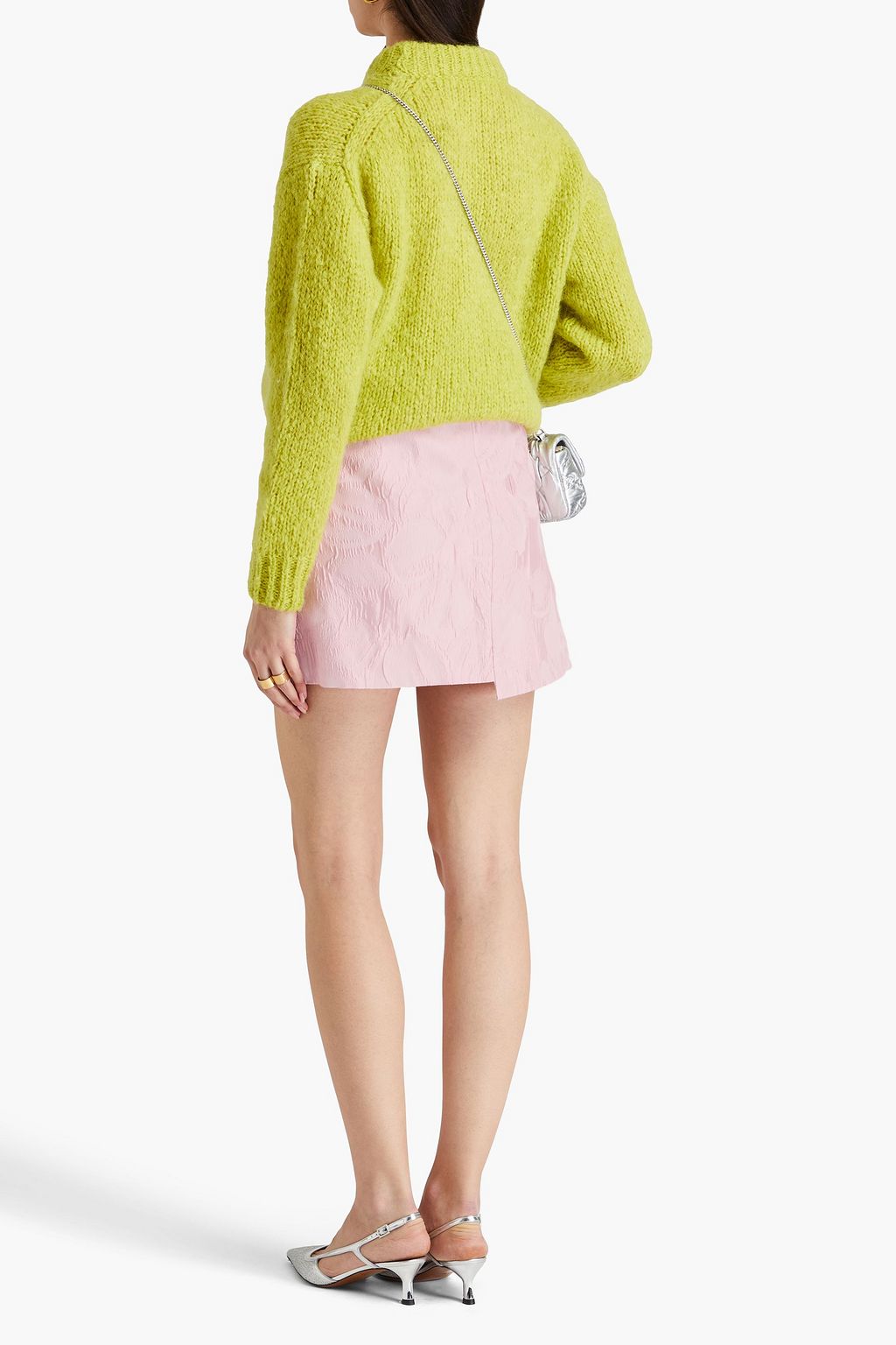 GANNI Wrap-effect cloqué mini skirt