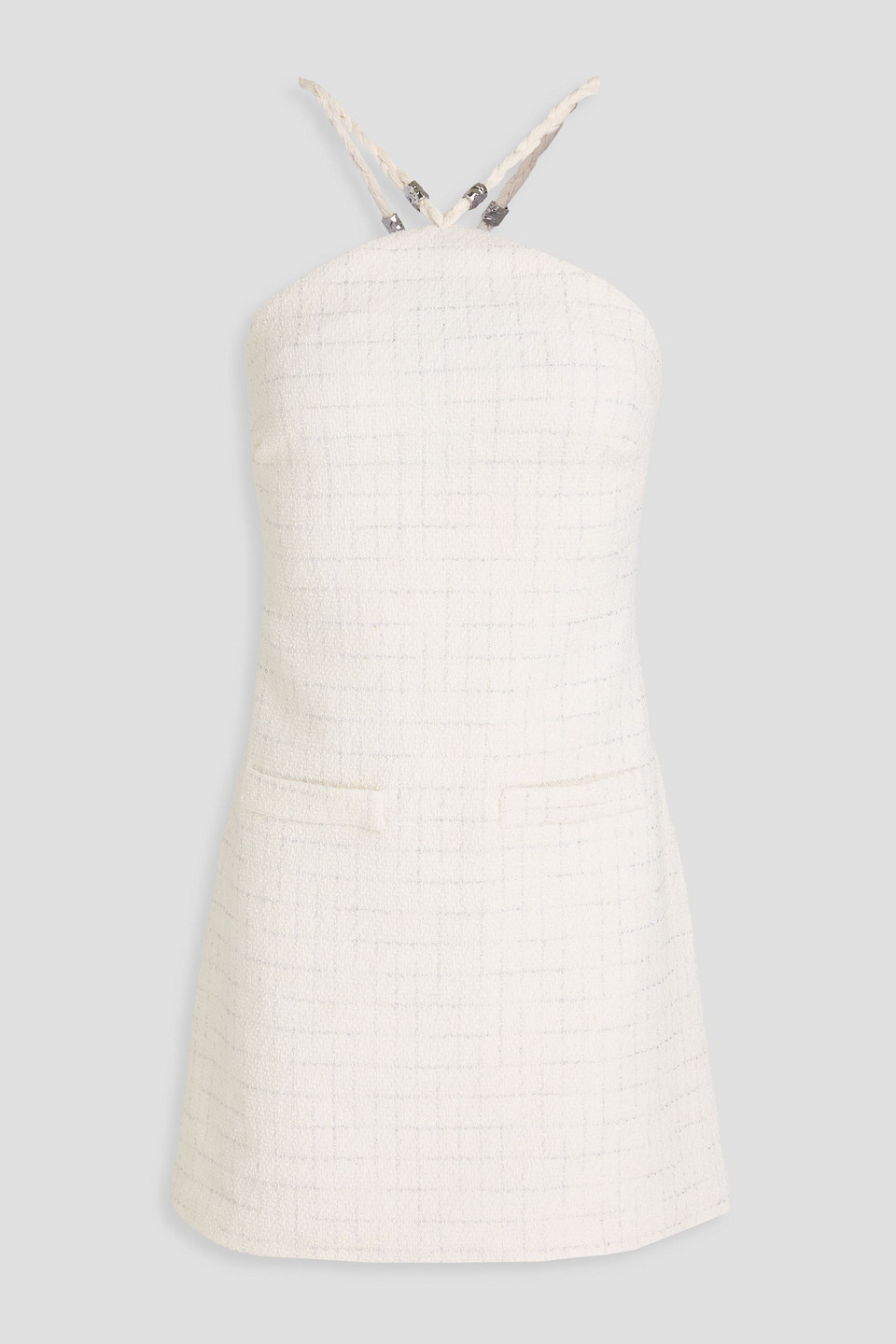 Embellished metallic cotton-blend tweed mini dress