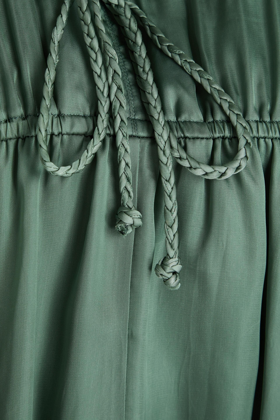 MAJE TIE-DETAILED CUPRO-SATIN MIDI DRESS