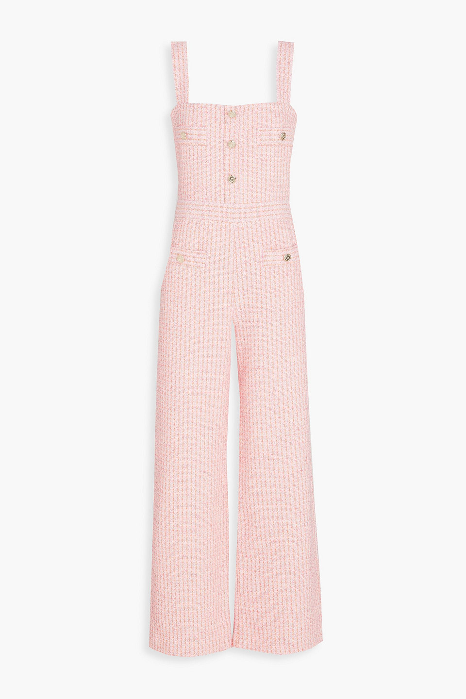 Maje Jumpsuit Aus Tweed Aus Einer Baumwollmischung Mit Metallic-effekt Und Verzierung In Baby-pink