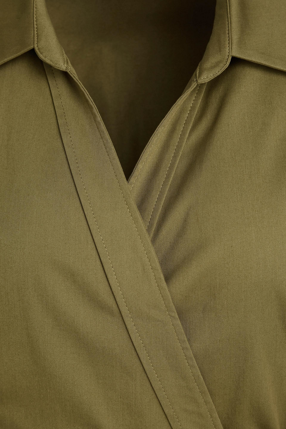 MAJE CUTOUT COTTON-BLEND TWILL MIN WRAP DRESS