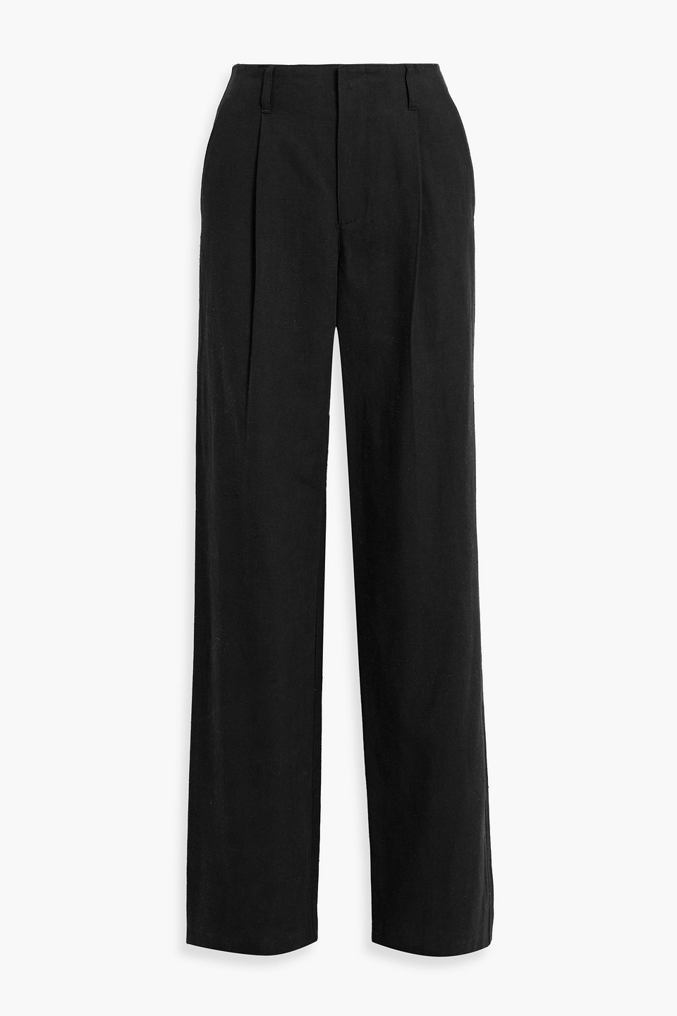 Loulou Studio Jiva Pleated Cotton-blend Twill Straight-leg Pants In Black