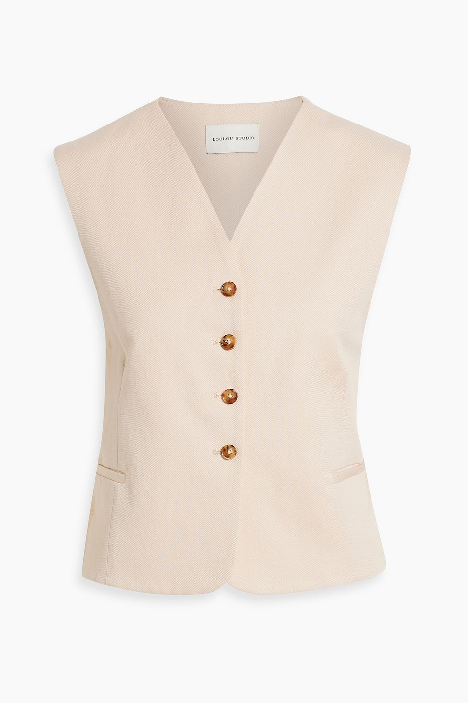 Loulou Studio Iba Cotton And Linen-blend Twill Vest In Blush