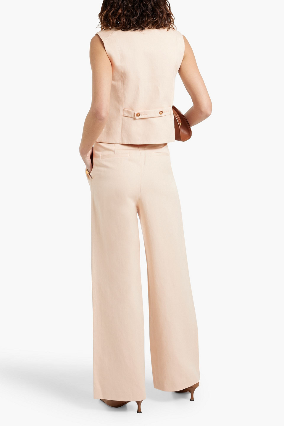 Shop Loulou Studio Idai Cotton And Linen-blend Twill Wide-leg Pants In Blush
