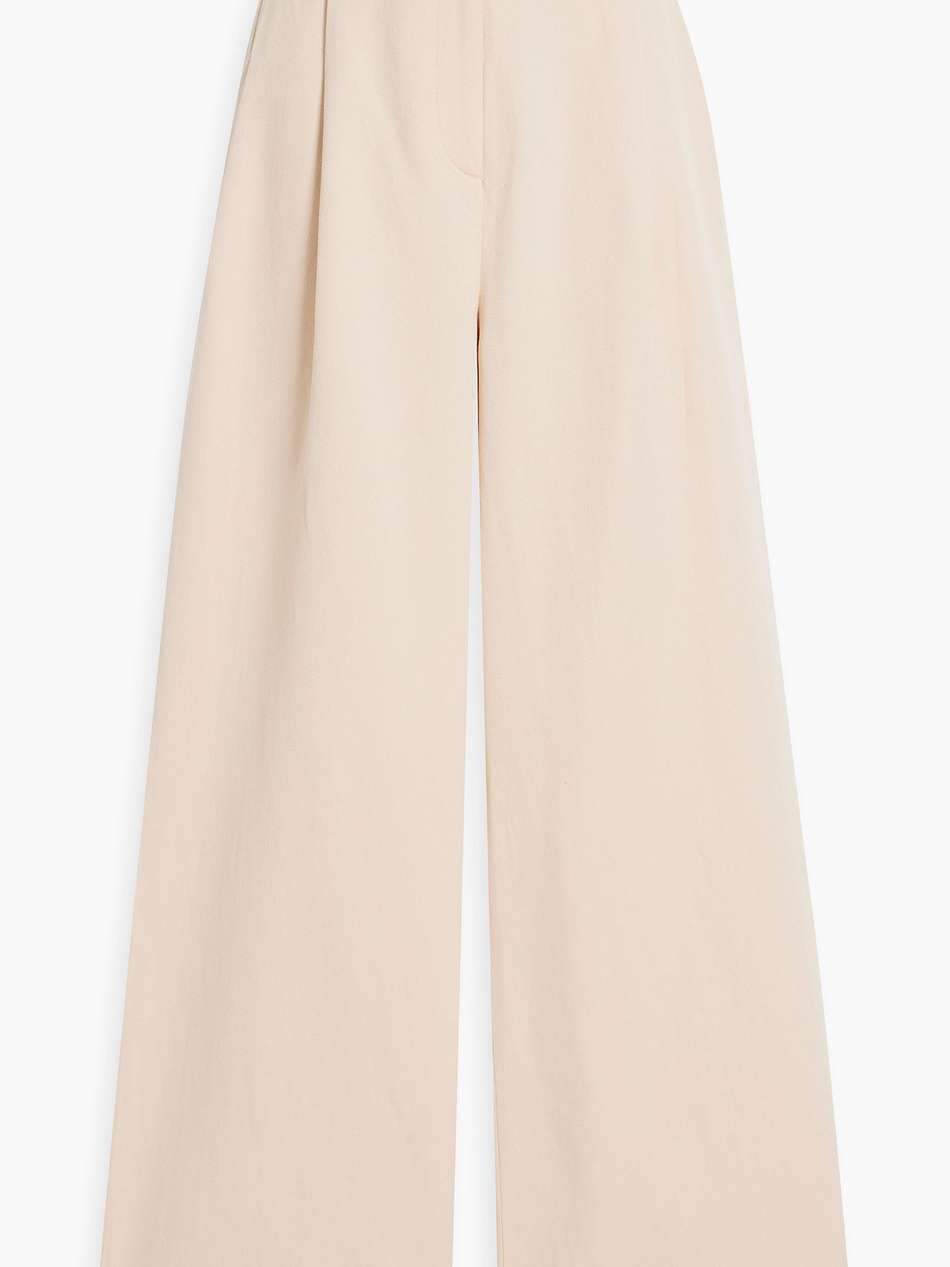 idai cotton and linen-blend twill wide-leg pants