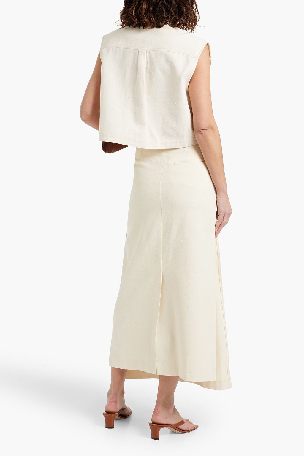 LOULOU STUDIO Atri layered cotton-blend twill midi skirt