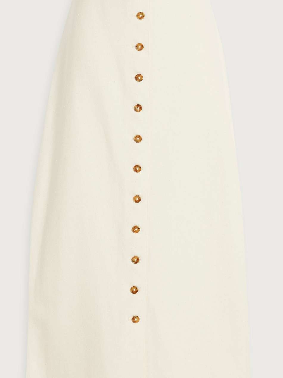 atri layered cotton-blend twill midi skirt