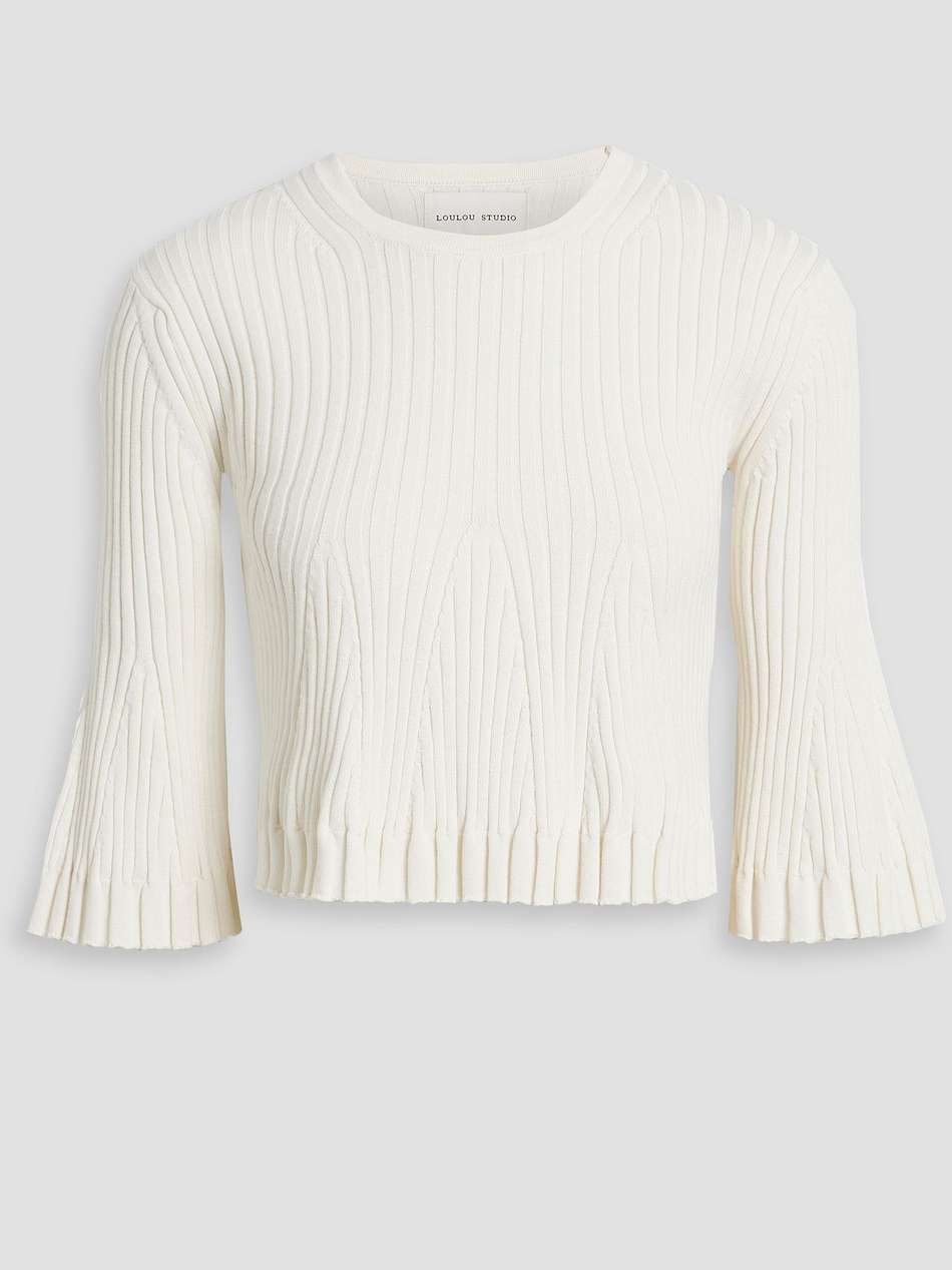 ammi cropped ribbed silk-blend top