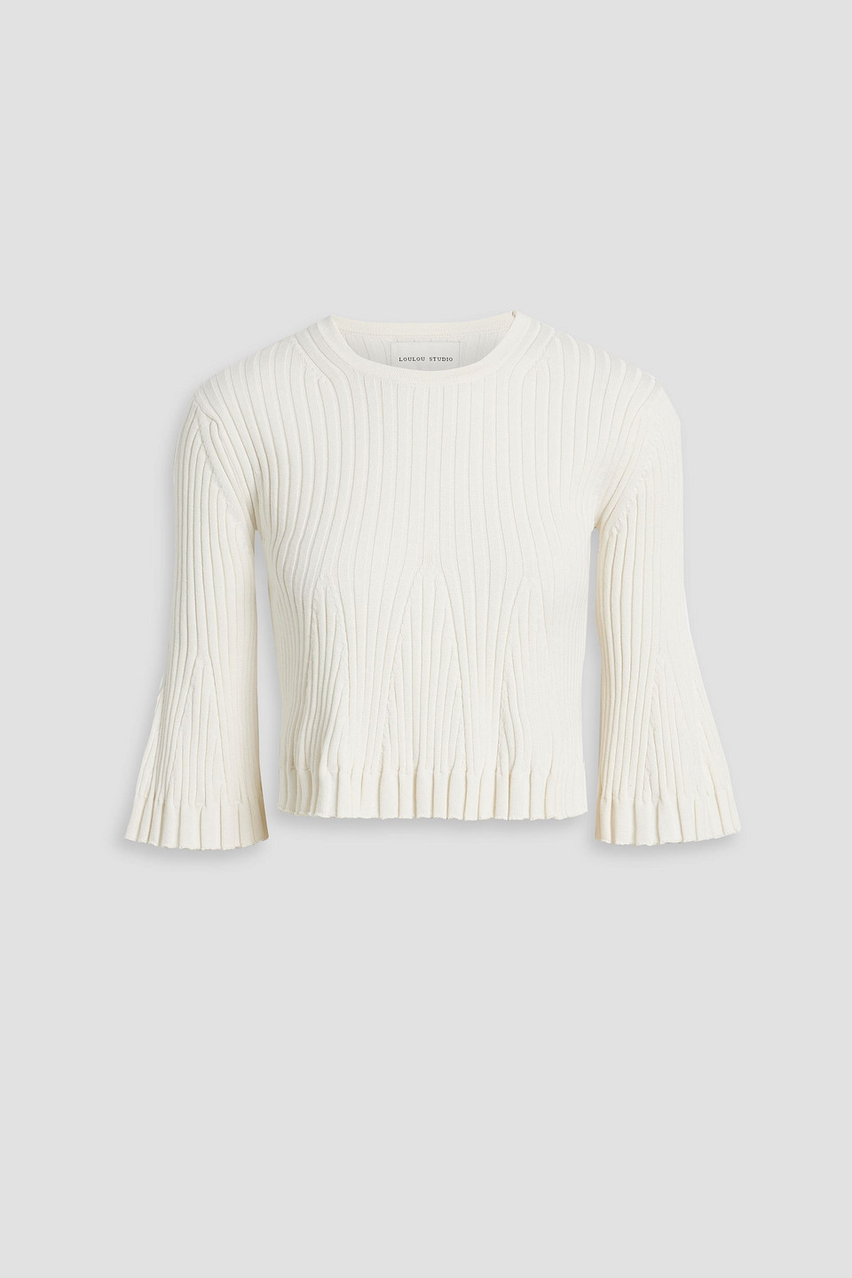 Loulou Studio Ammi Cropped Ribbed Silk-blend Top In Ivory