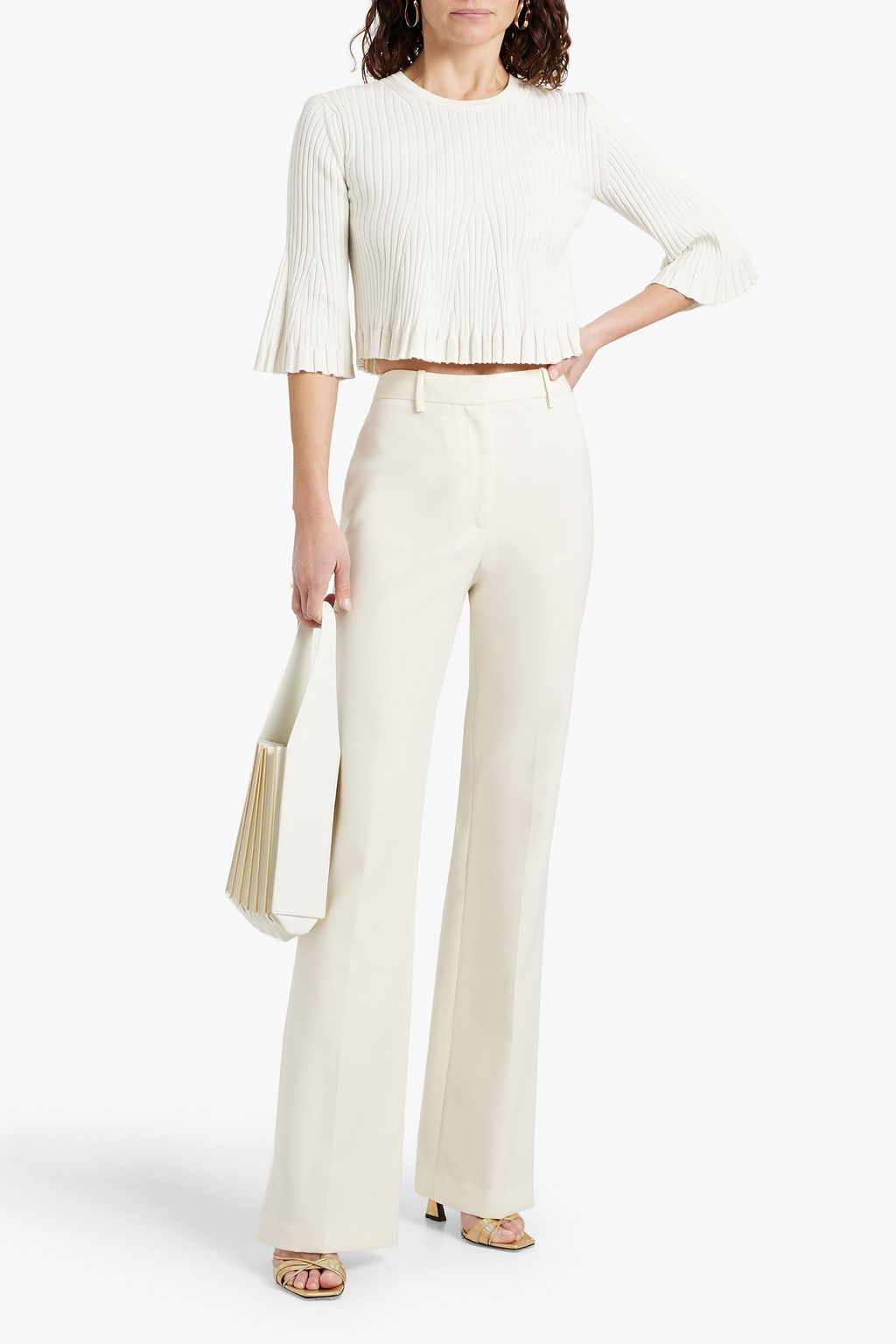LOULOU STUDIO Ammi cropped ribbed silk-blend top