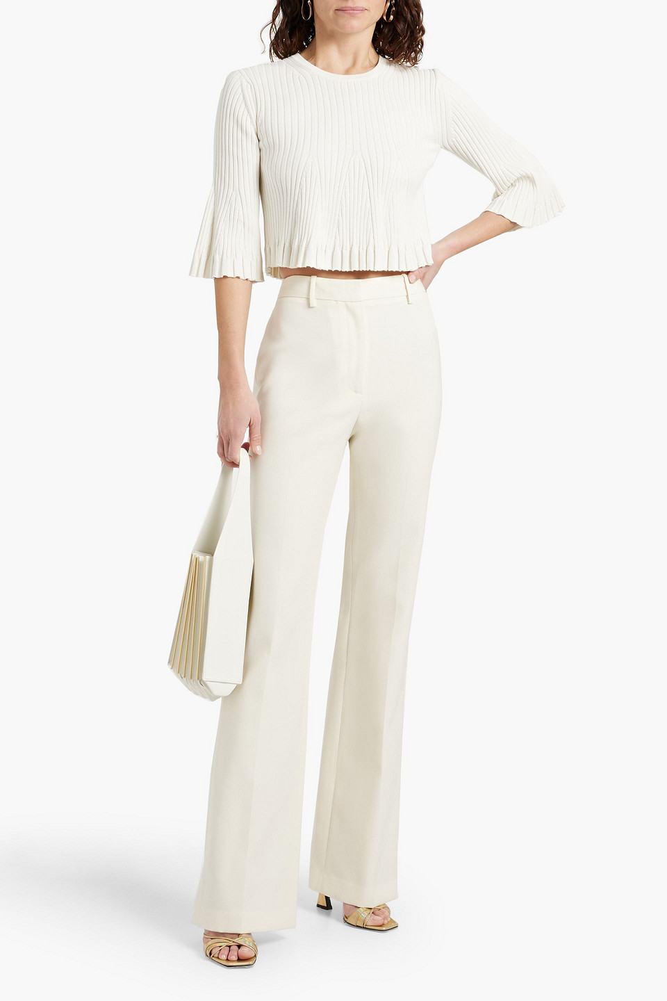 Loulou Studio Ammi Cropped Ribbed Silk-blend Top In Ivory