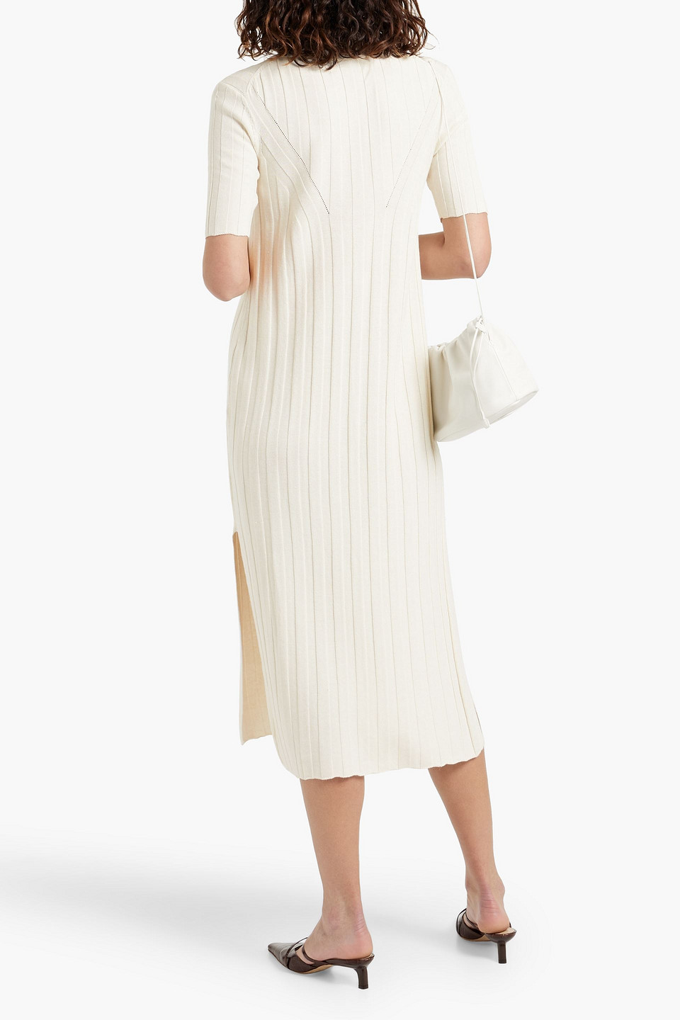 LOULOU STUDIO ELYNA RIBBED SILK-BLEND MIDI SHIRT DRESS