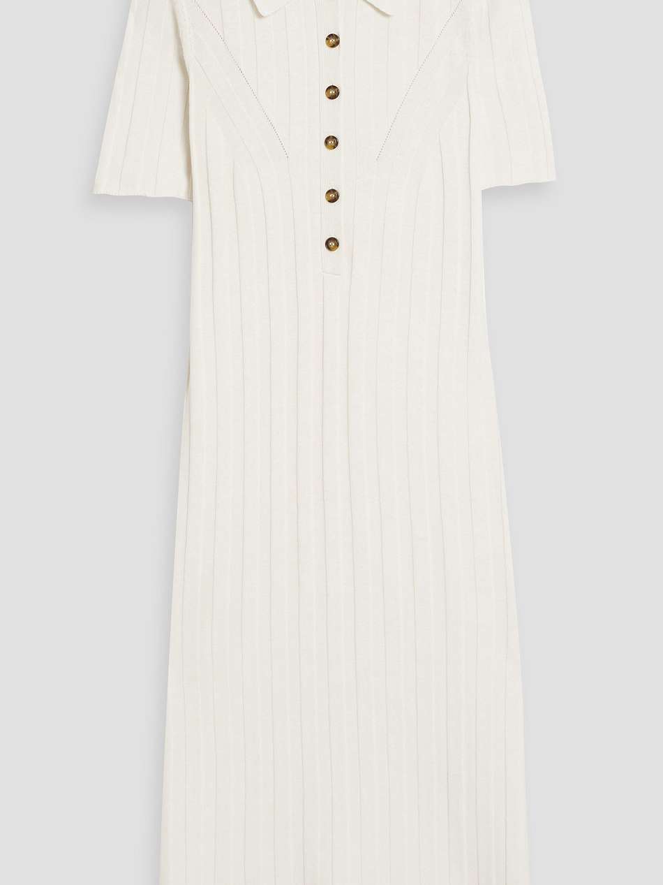 elyna ribbed silk-blend midi shirt dress
