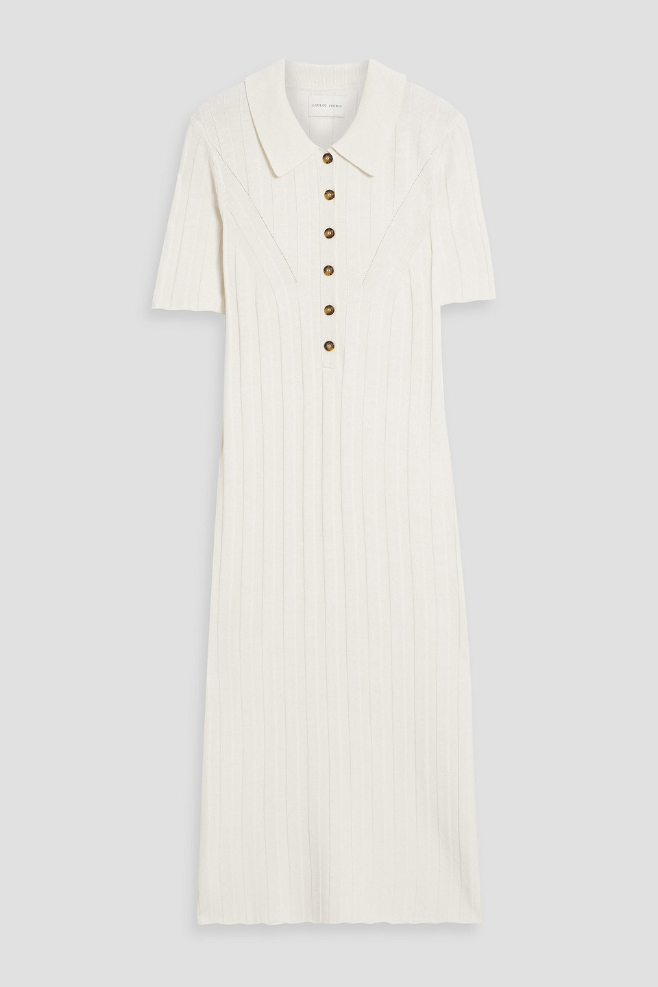 Loulou Studio Elyna Ribbed Silk-blend Midi Shirt Dress In Ivory