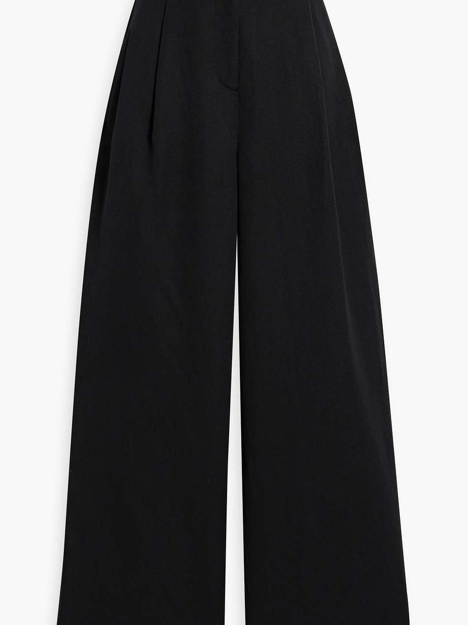 idai cotton and linen-blend twill wide-leg pants