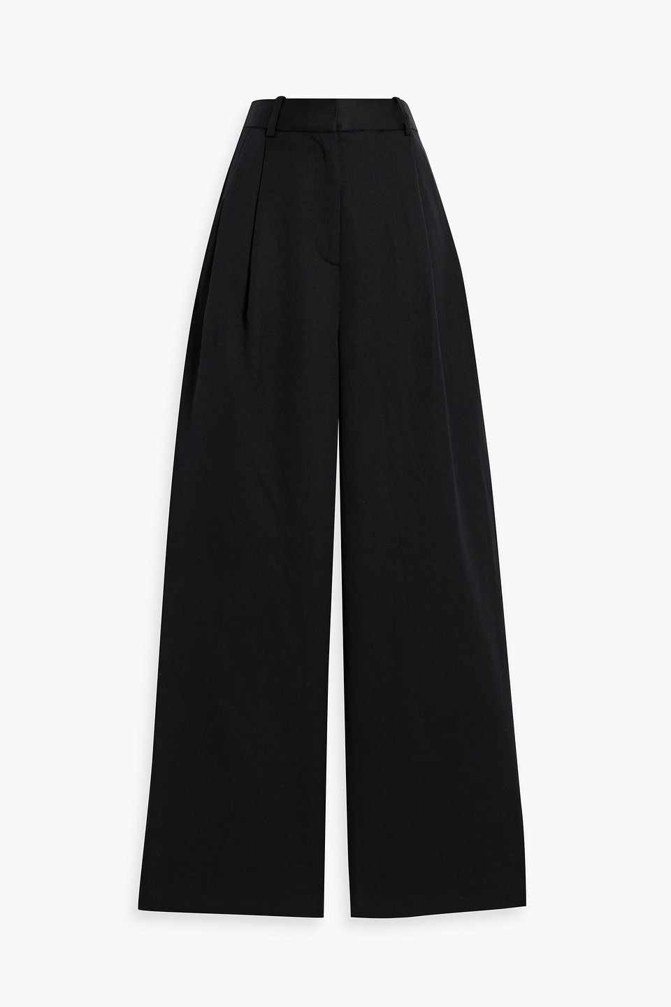 Loulou Studio Idai Cotton And Linen-blend Twill Wide-leg Pants In Black