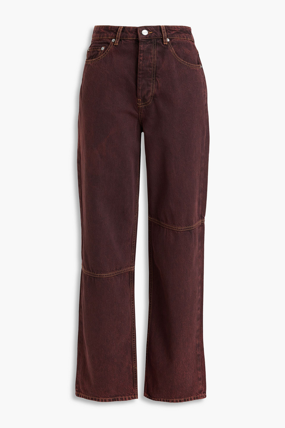 Ganni Overdyed Bleach Denim Izey Jeans In Shaved Chocolate