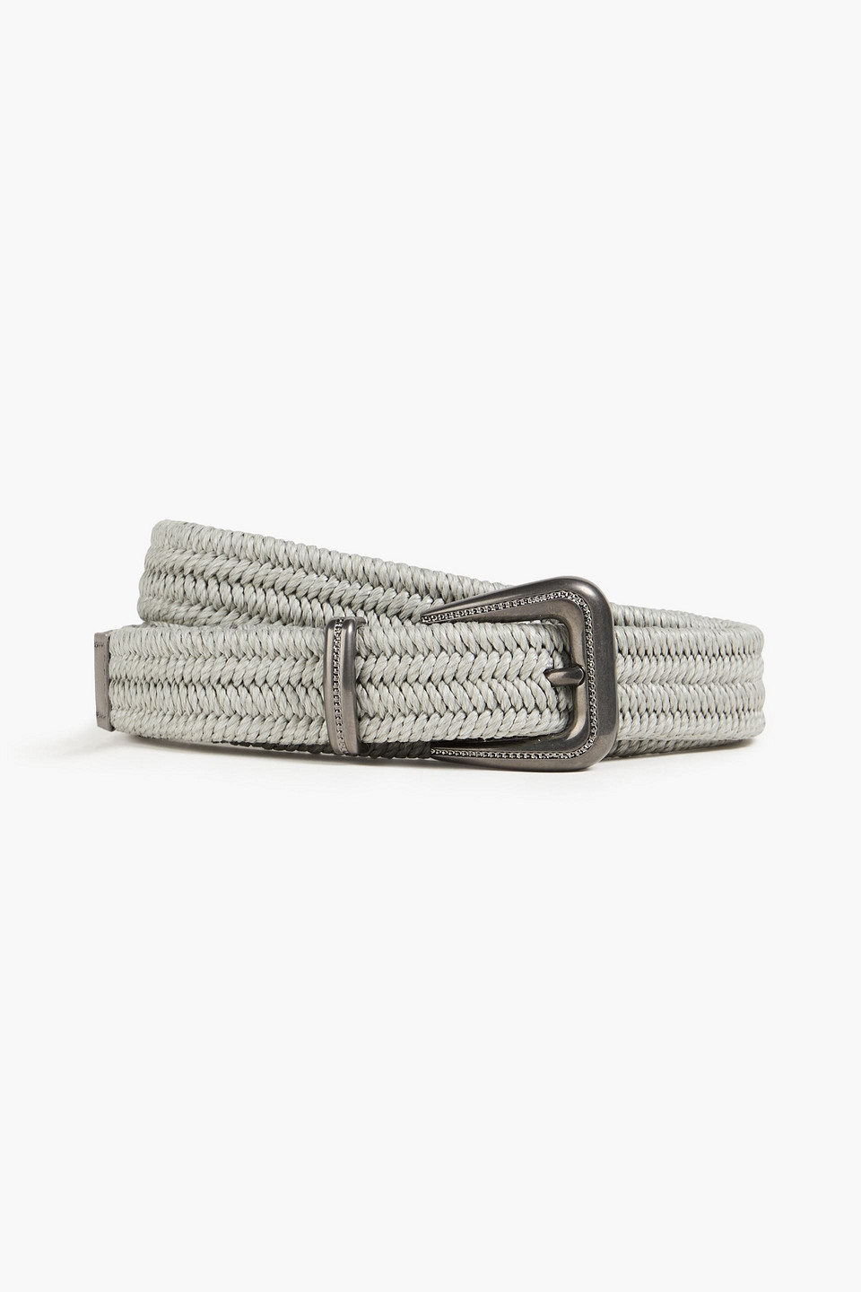 Brunello Cucinelli - Bead-embellished woven belt - Gray - L
