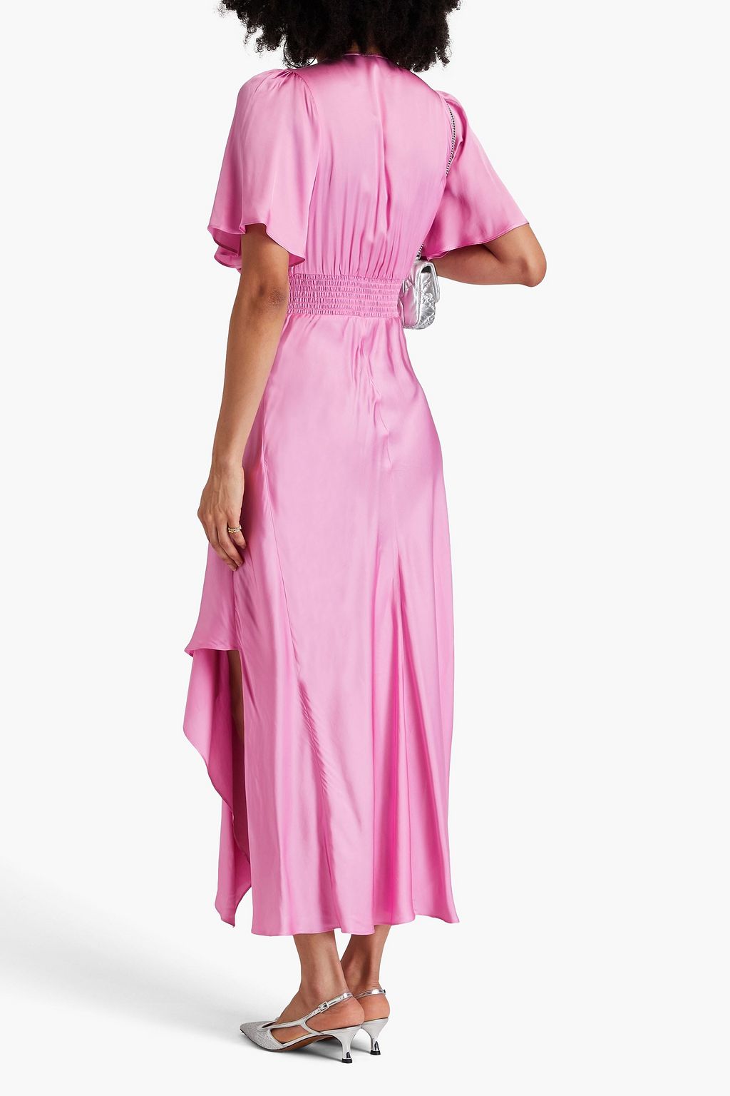 MAJE Asymmetric satin-twill maxi dress