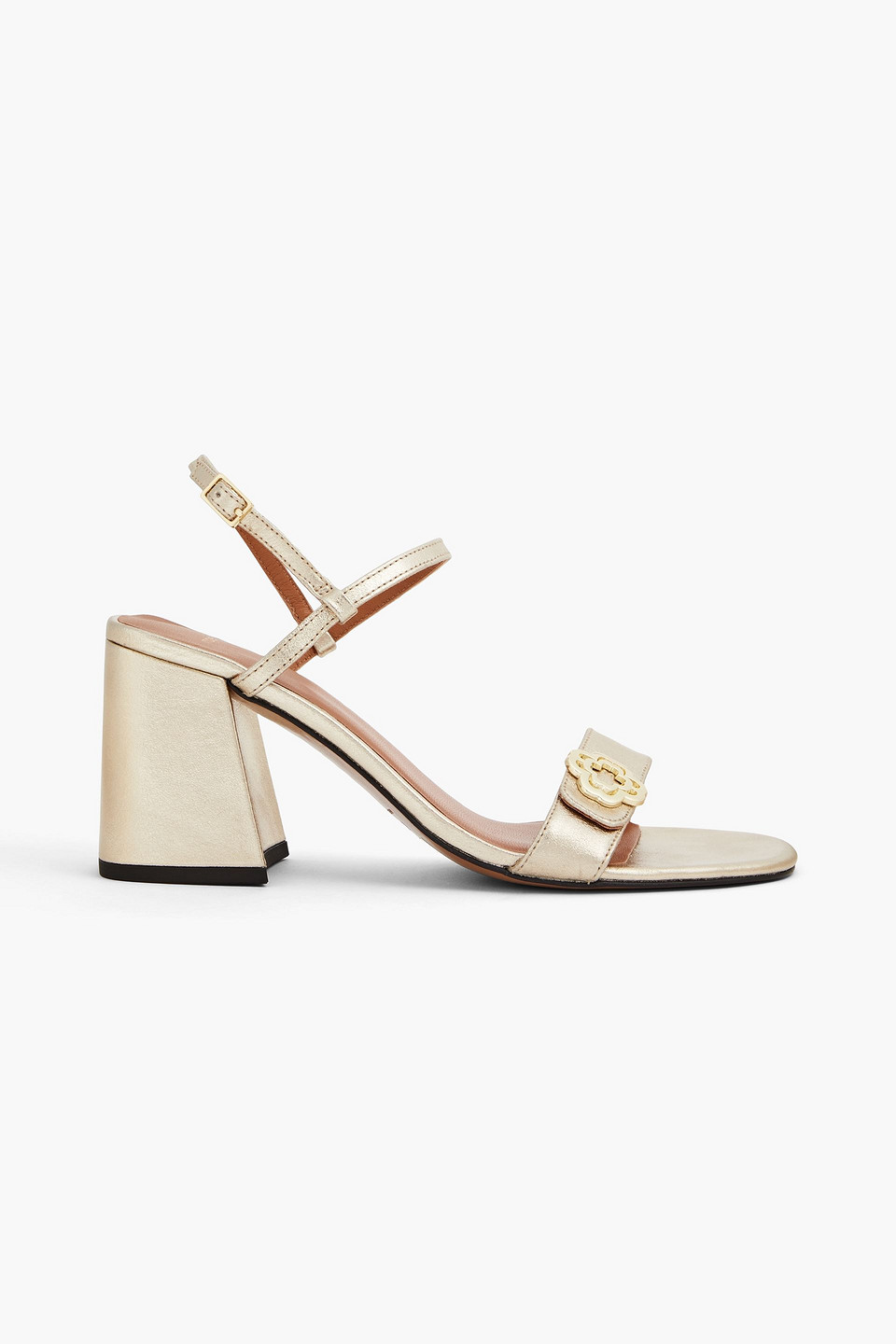 Maje Embellished Metallic Leather Sandals In Gold