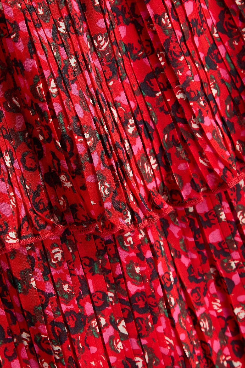 GANNI Tiered floral-print plissé-crepe midi dress