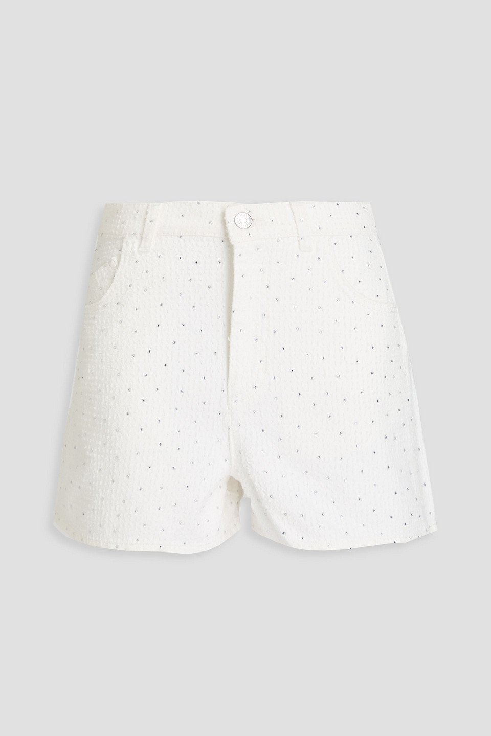 Maje - Embellished fil coupé denim shorts - White - FR 36