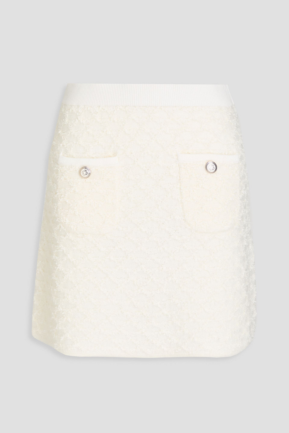 Maje - Frayed knitted mini skirt - White - FR 40