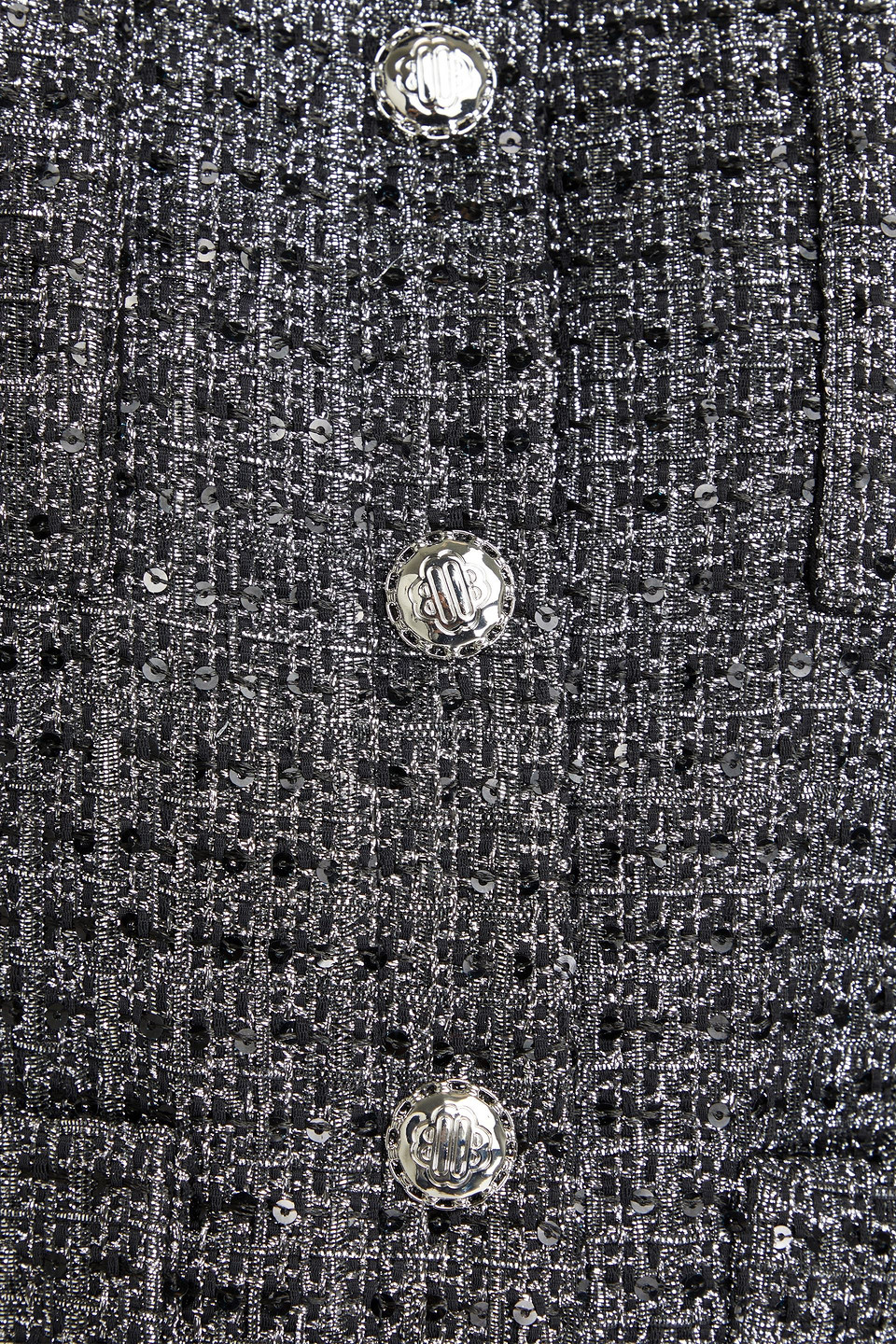 Maje Sequin-embellished Metallic Tweed Jacket In Schwarz