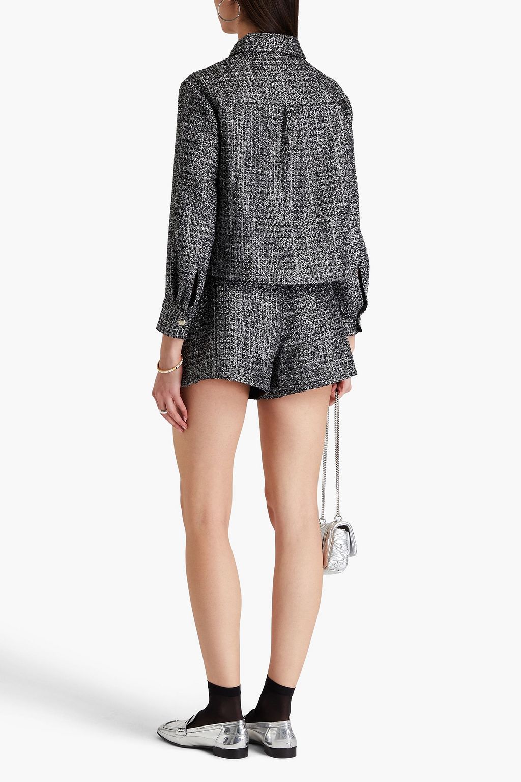 MAJE Sequin-embellished metallic tweed jacket