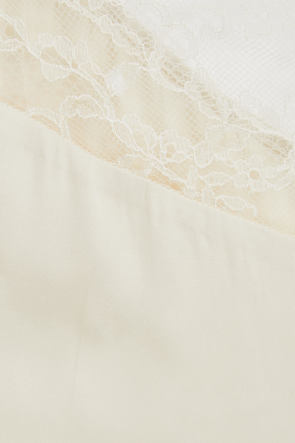 MAJE LACE-TRIMMED SATIN MIDI SLIP DRESS