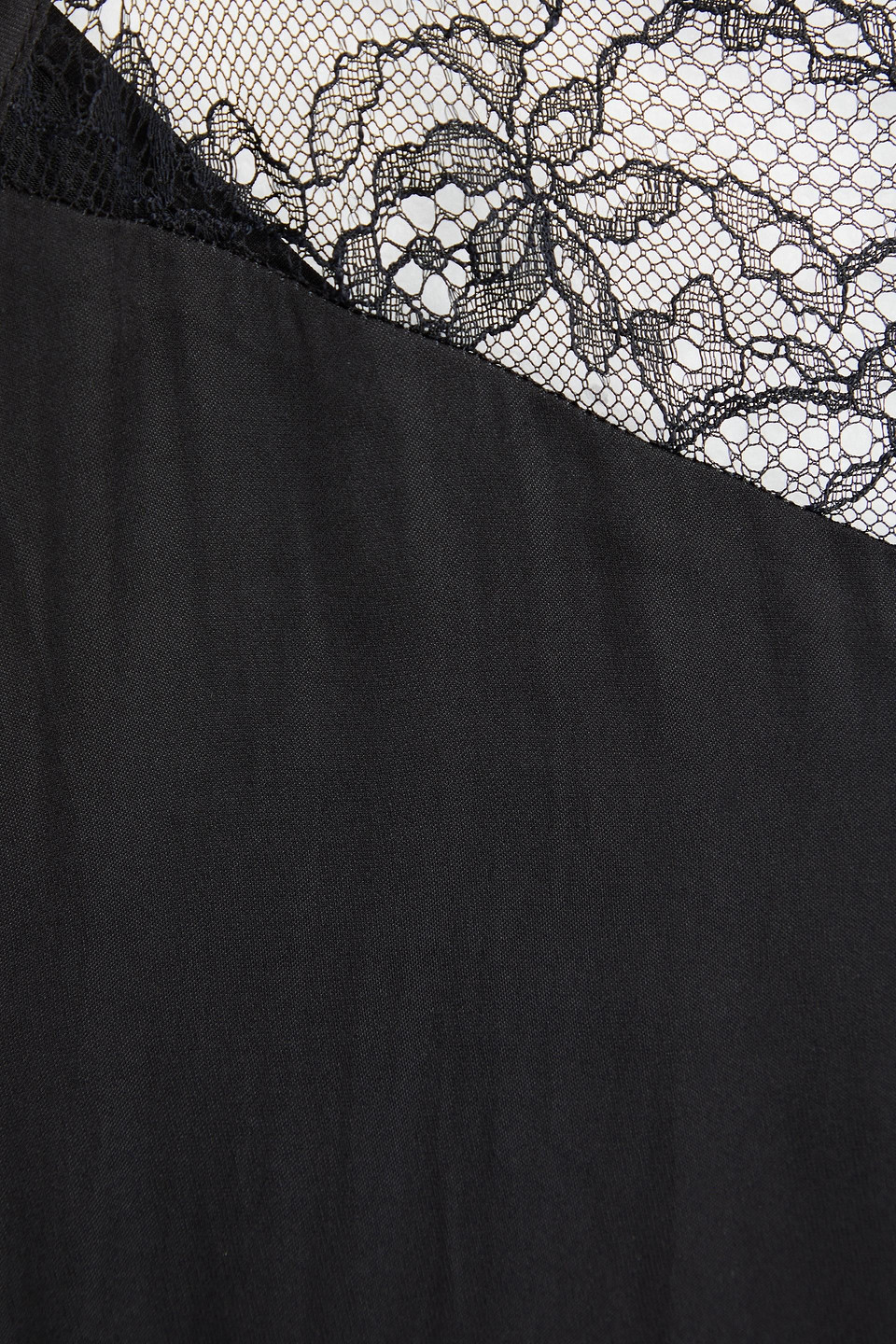 MAJE LACE-TRIMMED SATIN MIDI SLIP DRESS