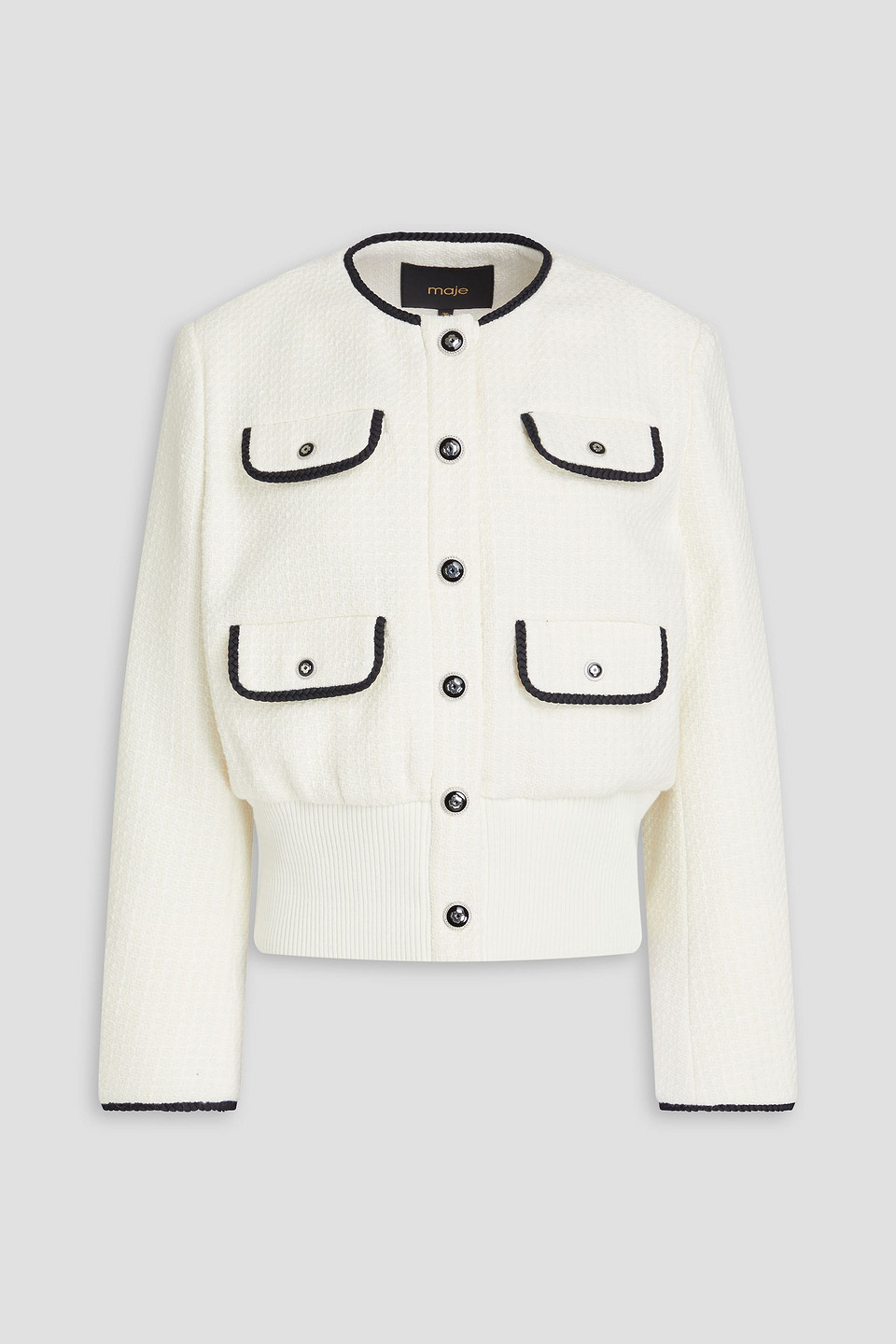 Maje Tweed Jacket In Ivory