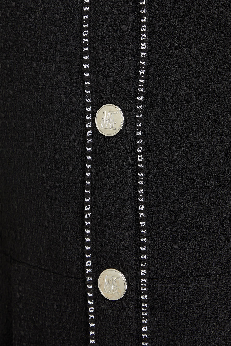Maje Chain-embellished Tweed Mini Dress In Schwarz