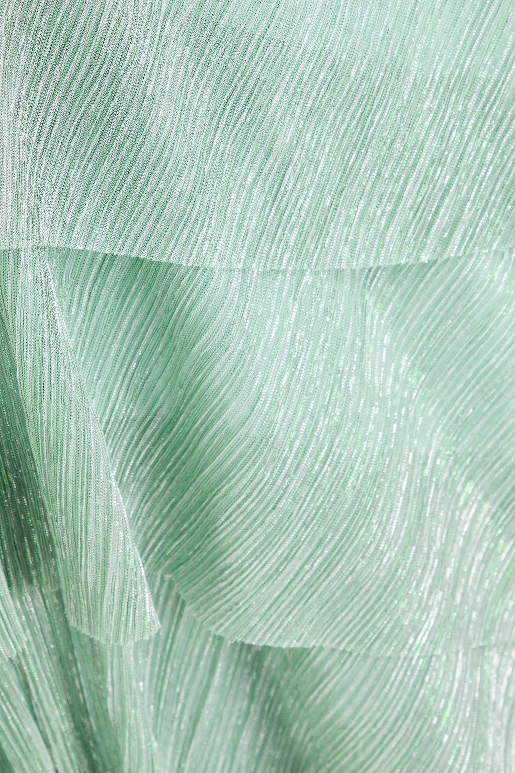 MAJE Midikleid aus plissiertem Tüll in Metallic-Optik
