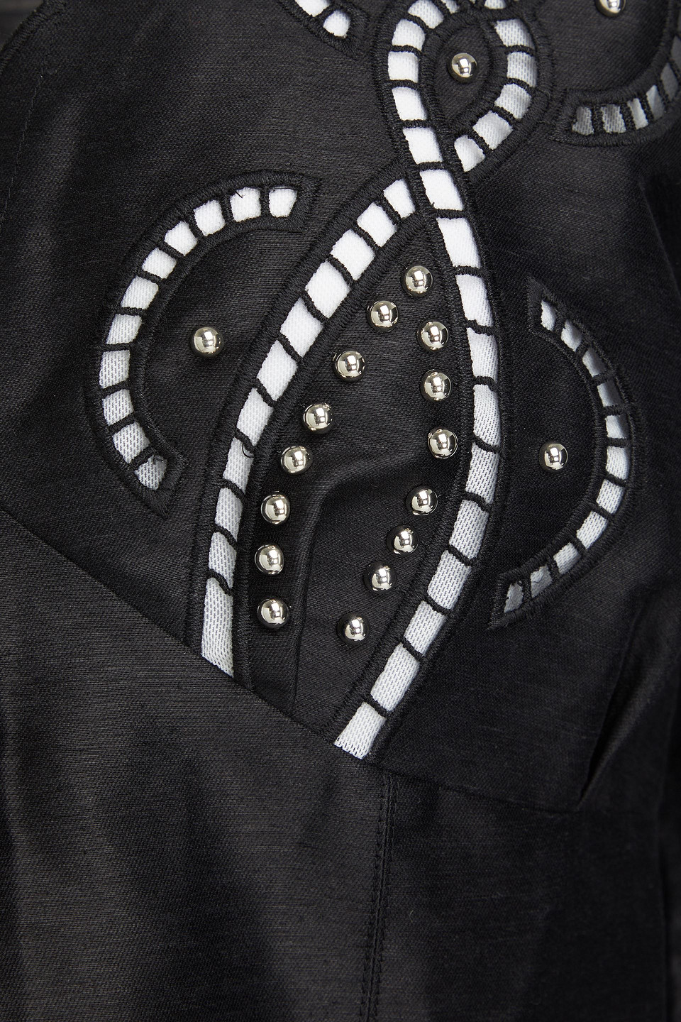 MAJE STUDDED LINEN-BLEND MINI DRESS