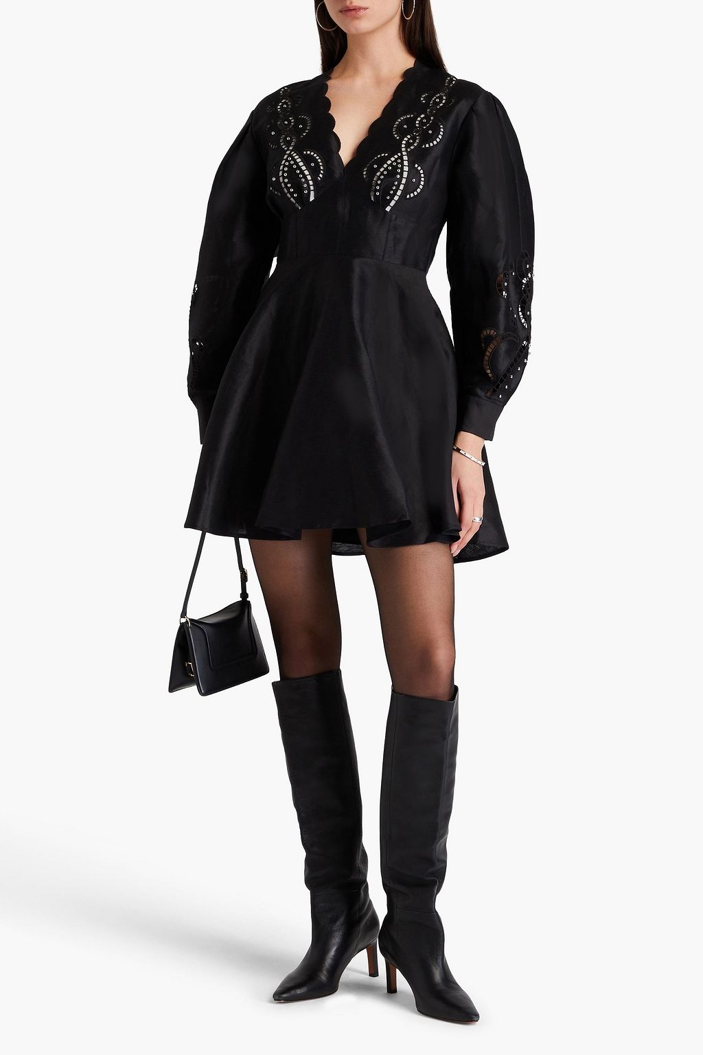 MAJE Studded linen-blend mini dress