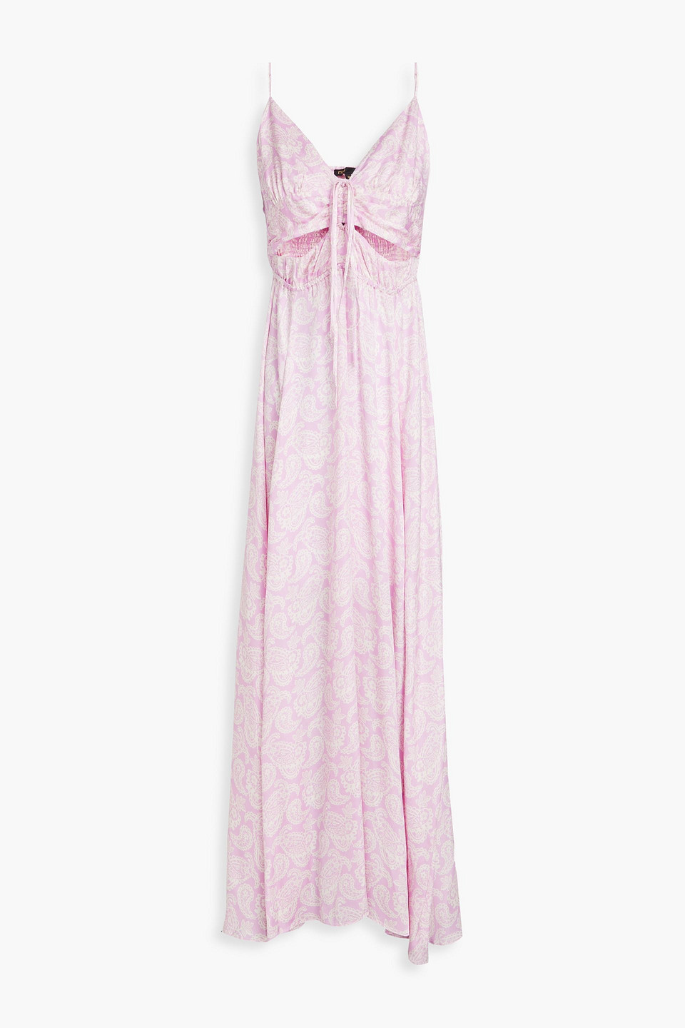 Maje Cutout Paisley-print Satin Maxi Dress