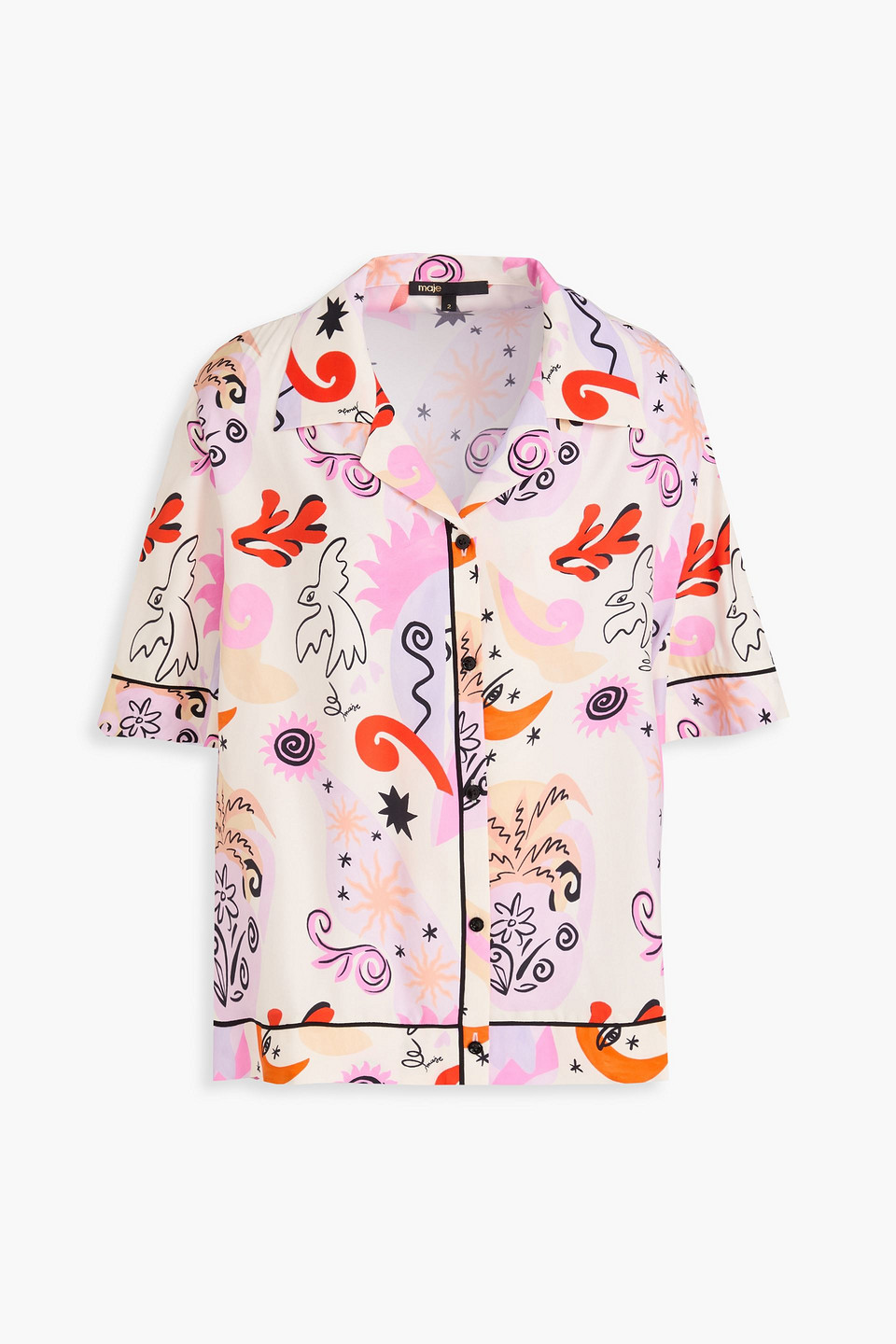 Maje - Printed silk-satin shirt - Multicolor - 0