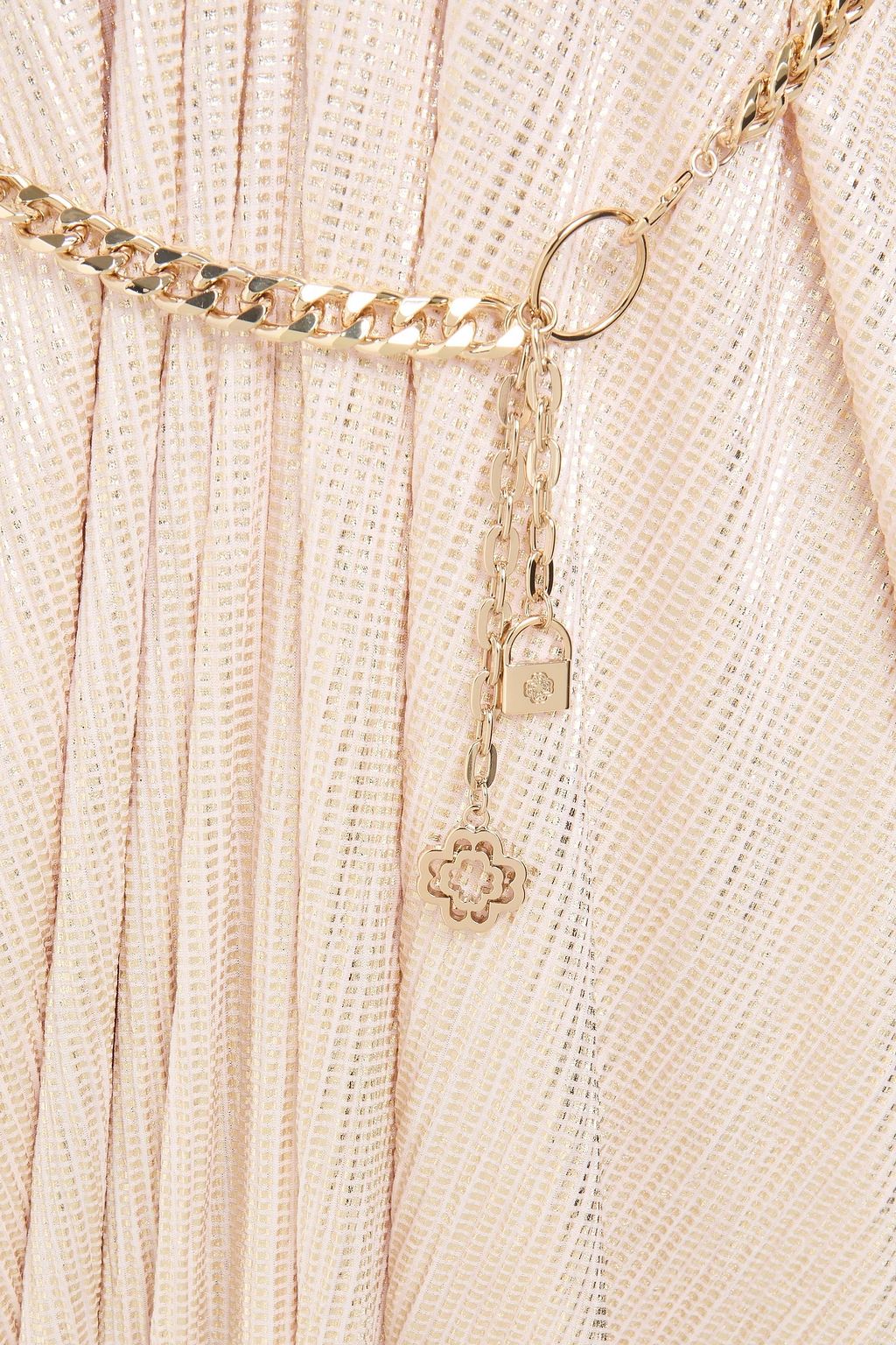 MAJE Chain-embellished metallic knitted kaftan