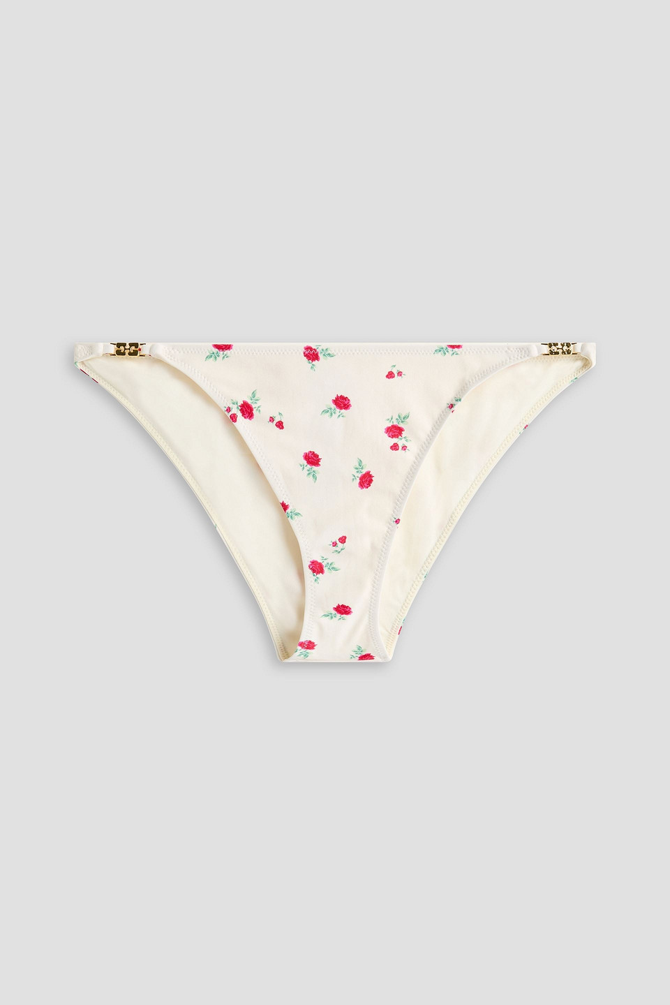Ganni Embellished Floral-print Bikini Briefs