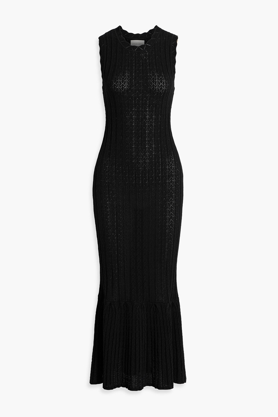 Loulou Studio Molino Ribbed Pointelle-knit Maxi Dress In Black