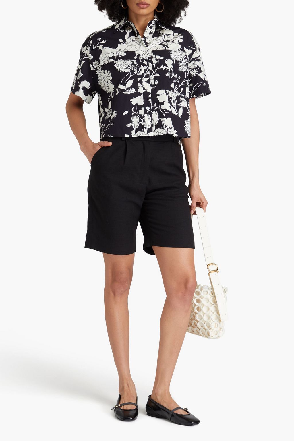 MAJE Floral-print cotton shirt