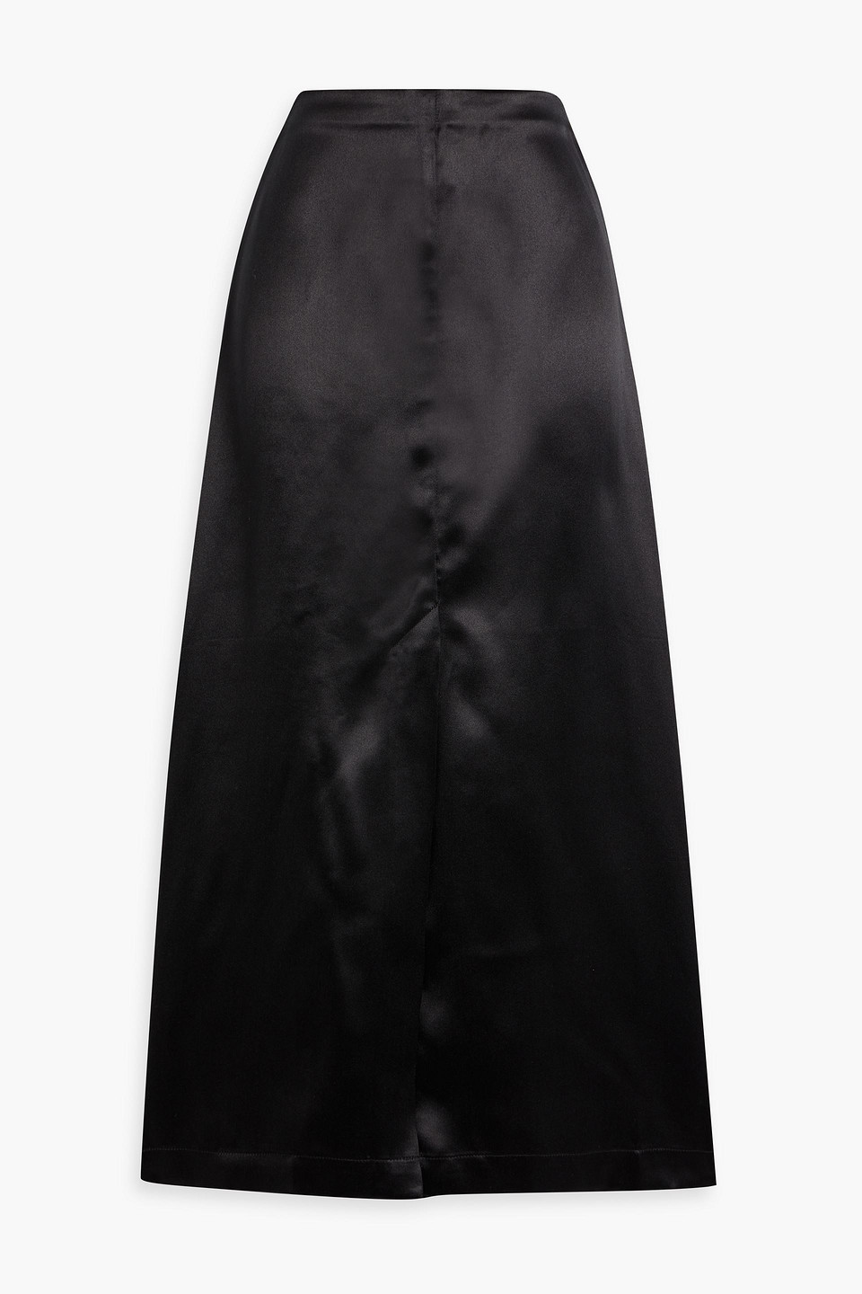Loulou Studio Lys Silk-blend Satin Midi Skirt In Black