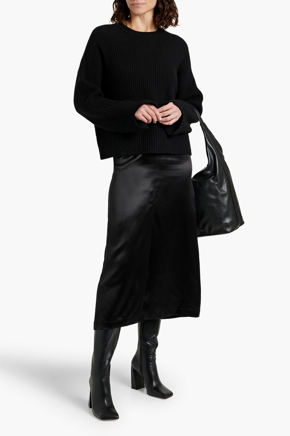 LOULOU STUDIO LYS SILK-BLEND SATIN MIDI SKIRT