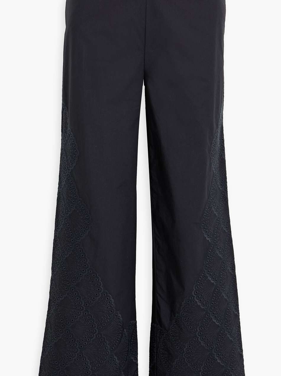 dulche broderie anglaise cotton wide-leg pants